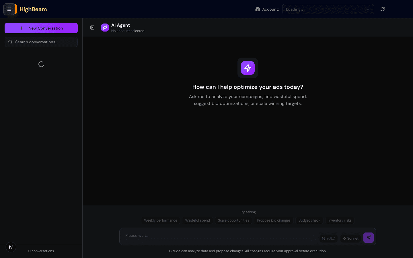 AI agent interface for campaign optimization